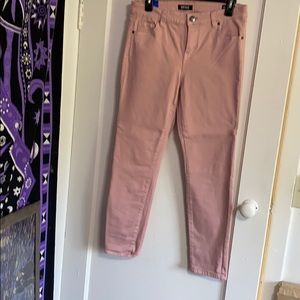 Pink stretch slim fit mid rise ankle grazer pants